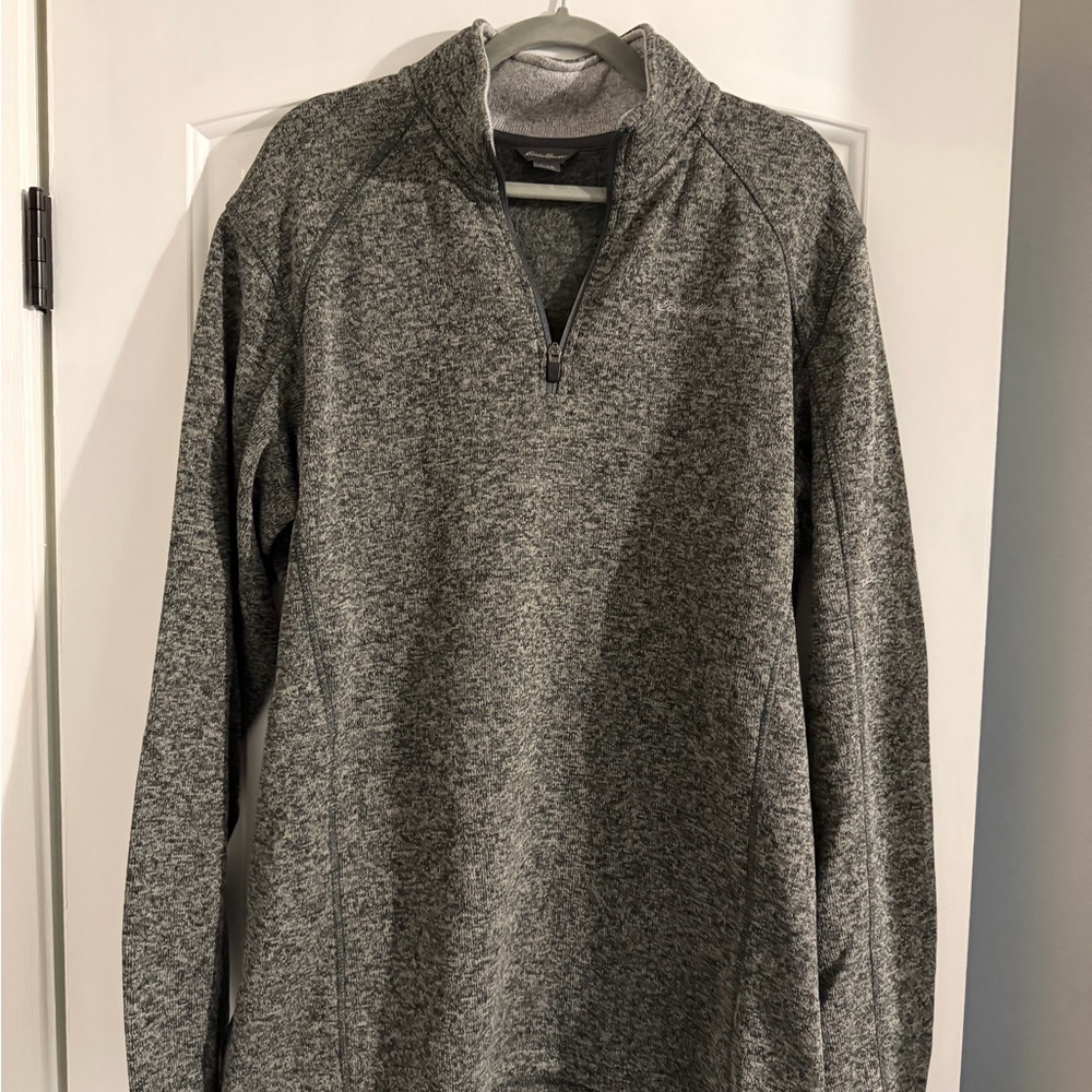 Eddie Bauer Men's Heathered Gray Zip-Up Sweater